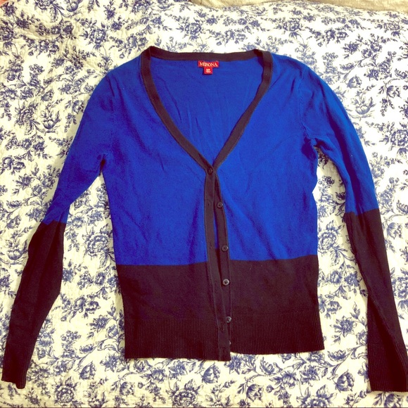 Blue/Navy colorblock cardigan - Picture 1 of 2
